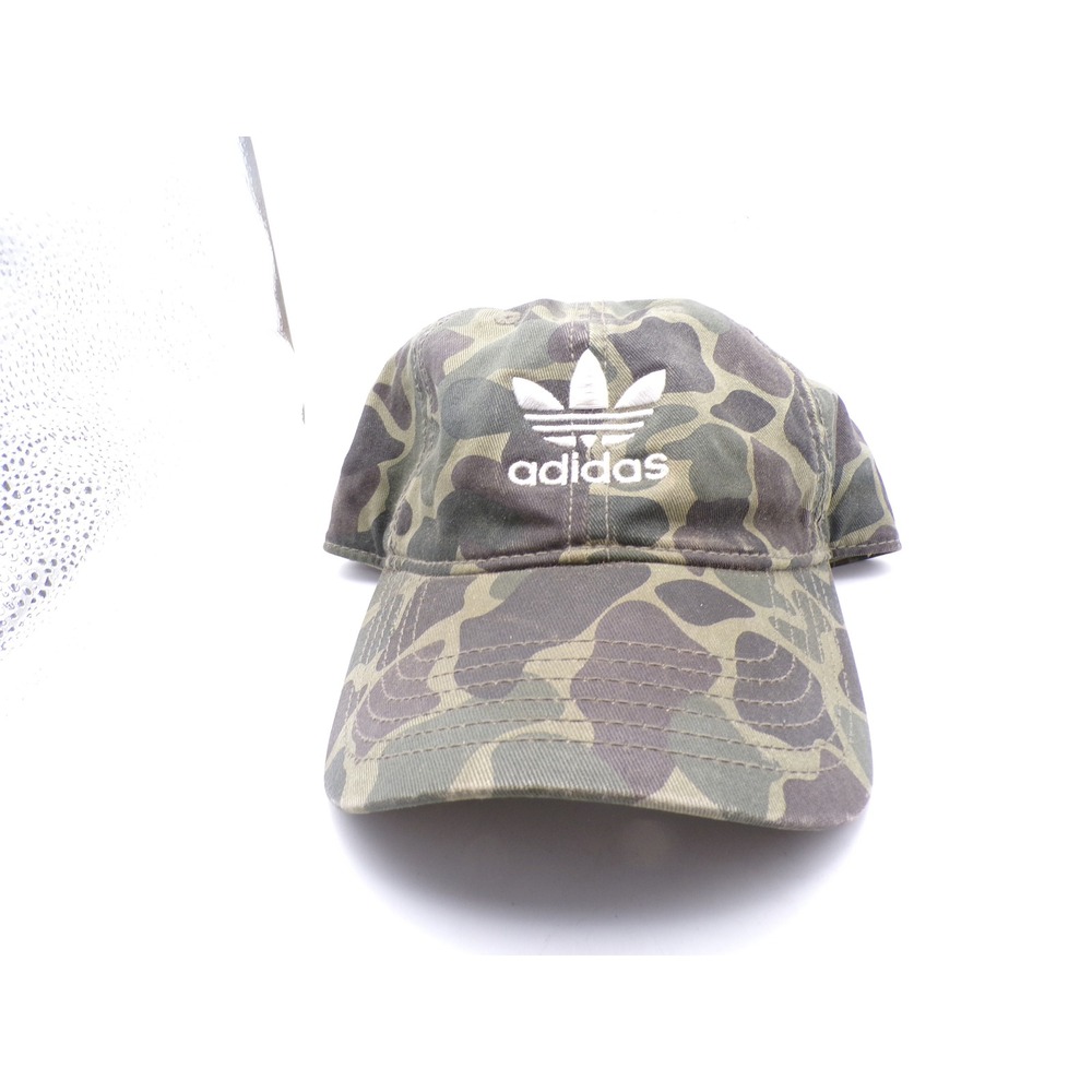 Adidas Originals Camo Trefoil Baseball Cap Green Camouflage Strapback Hat OSFW